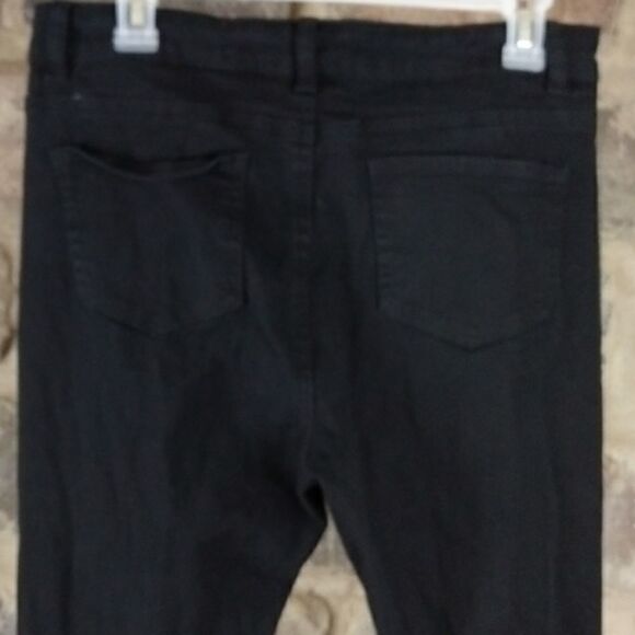 Shein black distressed front raw hem jeans stretchy sz Large EUC cotton‎ blend - Picture 9 of 12